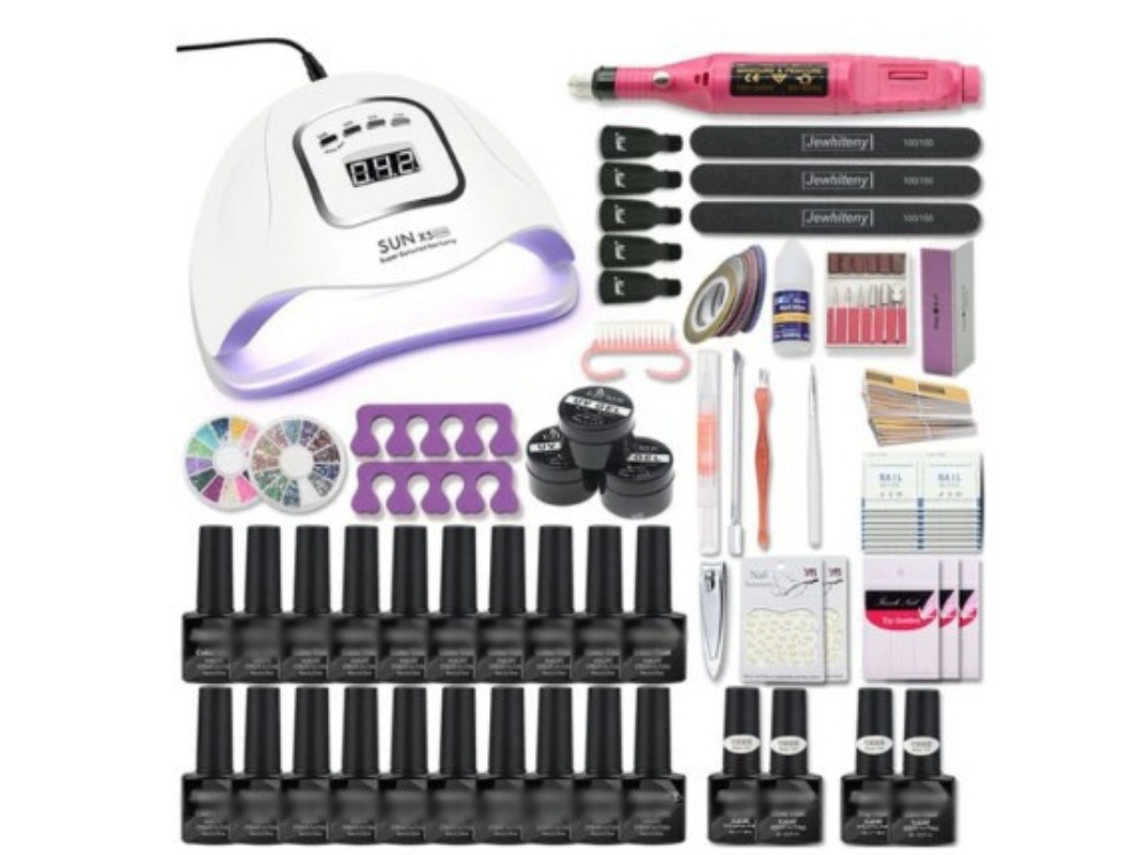 Kit De Manicure Com Lâmpada Uv Led E Acessórios Para Unhas Elysve