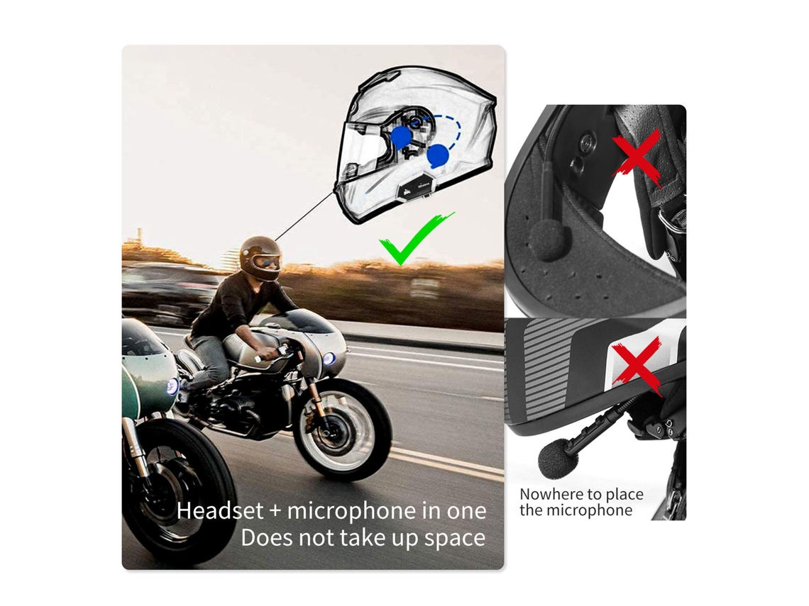 Fone de Ouvido Sem Fio para Capacete de Motocicleta com Cancelamento de Ruído e Função Sem Manuseio | S/MARCA