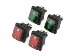 Conjunto de 4 Interruptores Rocker Impermeáveis 2 Posições, Luz Vermelha/Verde