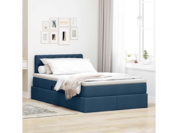 Vidaxl Cama Com Arrumação E Colchão Azul 120 X 200 Cm Veludo