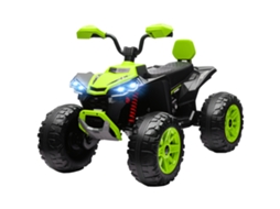 Quadricilo Elétrico Para Crianças 24v Com 2 Lugares 2 Motores Velocidade Até 6,5 Km/h Faróis Buzina Música E Usb 109x68,5x76 Cm Verde