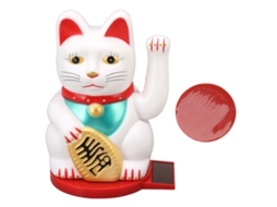 Baok-gato Da Sorte Com Braços Móveis 4 Polegadas Plástico Solar Com Base Rotatória Decoração De Gato Da Sorte Para Casa Hotel Branco