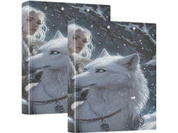 Pasta De 3 Argolas 1, 5 Polegadas Com Bolsos Internos, Tema Jogo Anime, Winter Playroom Wolf, Pacote Com 1 2 Unidades