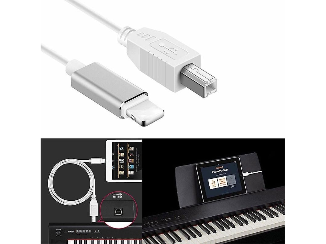 Lurelia Cabo Lightning Para Midi Usb-b Usb 2.0 Usb-b Lightning, Ligação Para Teclados, Pianos E Sintetizadores, Microfones