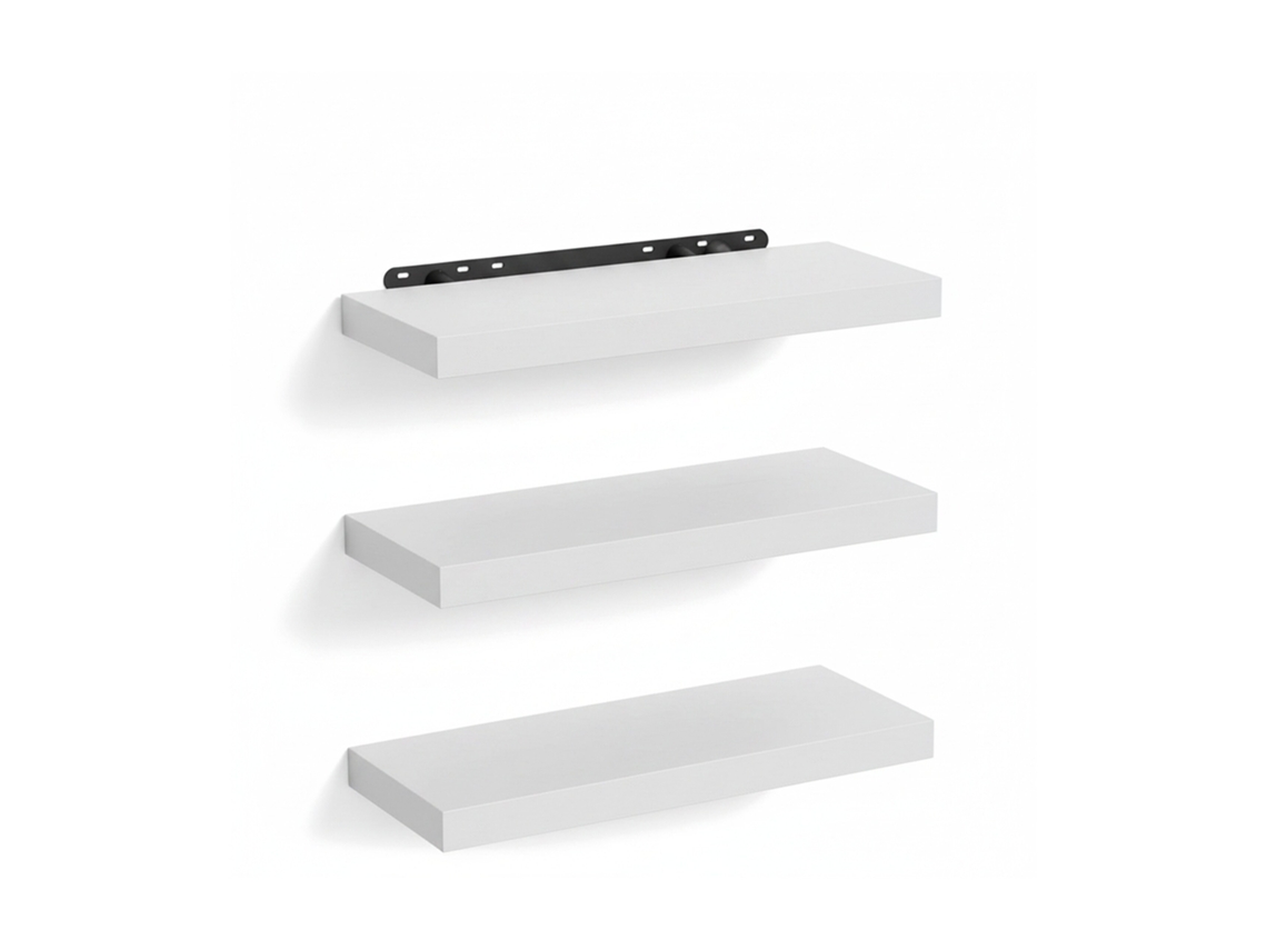 Conjunto 3 Prateleiras Parede Relaxdays, Efeito Madeira/metal, Para Sala, Corredor E Cozinha, Vários Tamanhos E Cores