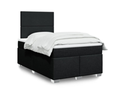 Vidaxl Cama Boxspring Com Colchão 120x190 Cm Tecido Preto