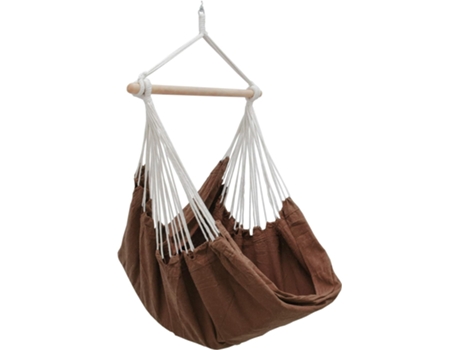 Cadeira Suspensa para Sentar 2 Pessoas Rede 185X130Cm 150Kg Cadeira de Balanço Balanço 100% Algodão Castanho Escuro AMANKA