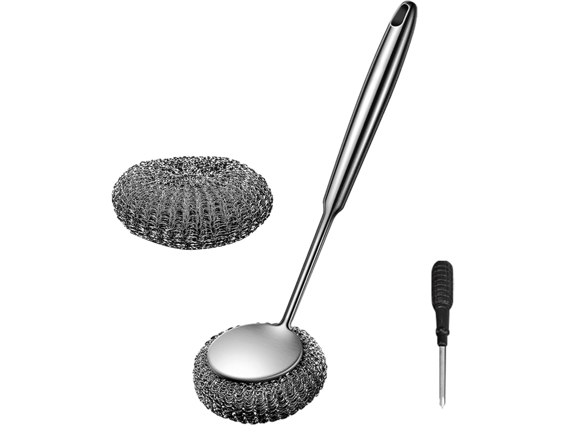 Esponja De Aço Para Cozinha, Com Cabo Longo, Para Panelas, Cabo