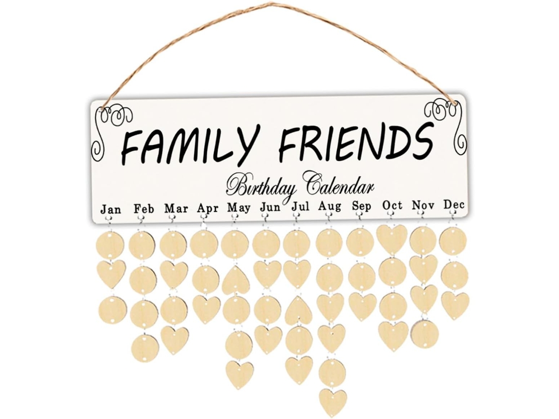 Calendário De Aniversário Redondo Em Madeira Natural, Decoração De Parede Para Família, Kit Diy Para Lembrete De Gokoco