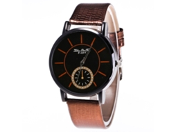 Relógio de pulso casual para casal Zhoulianfa com pulseira de couro PU, cor café.