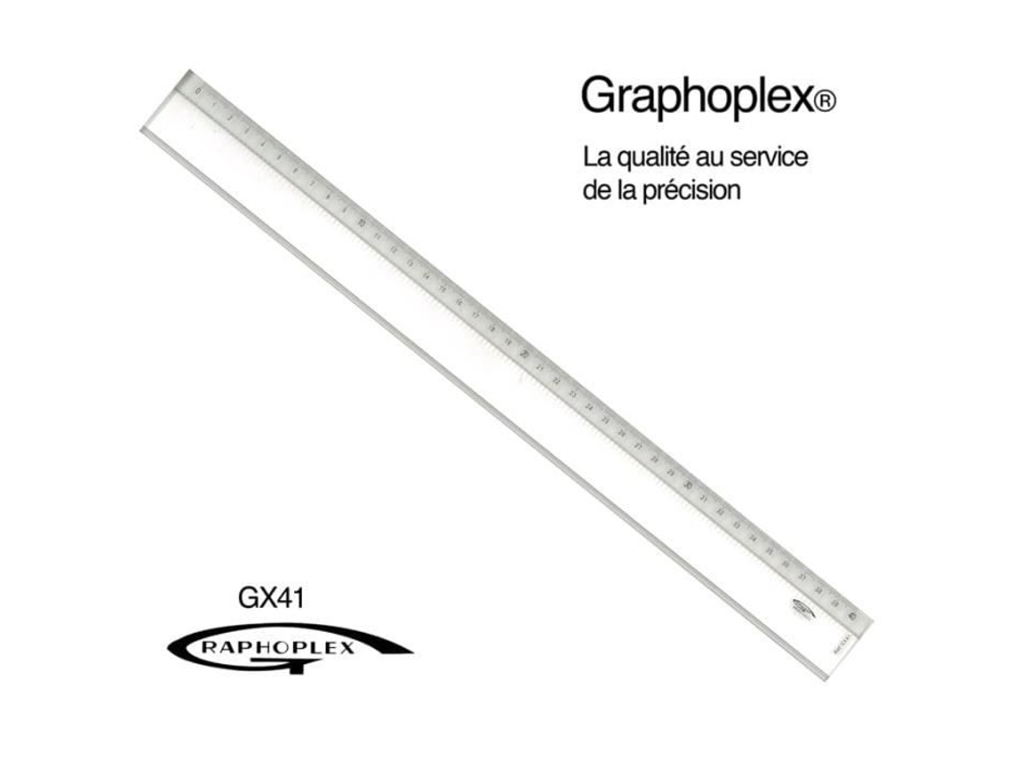 Régua transparente 1 bisel relevo 40 cm - Graphoplex cor