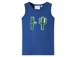 T-shirt De Manga Cava Criança Azul-escuro Mesclado 116
