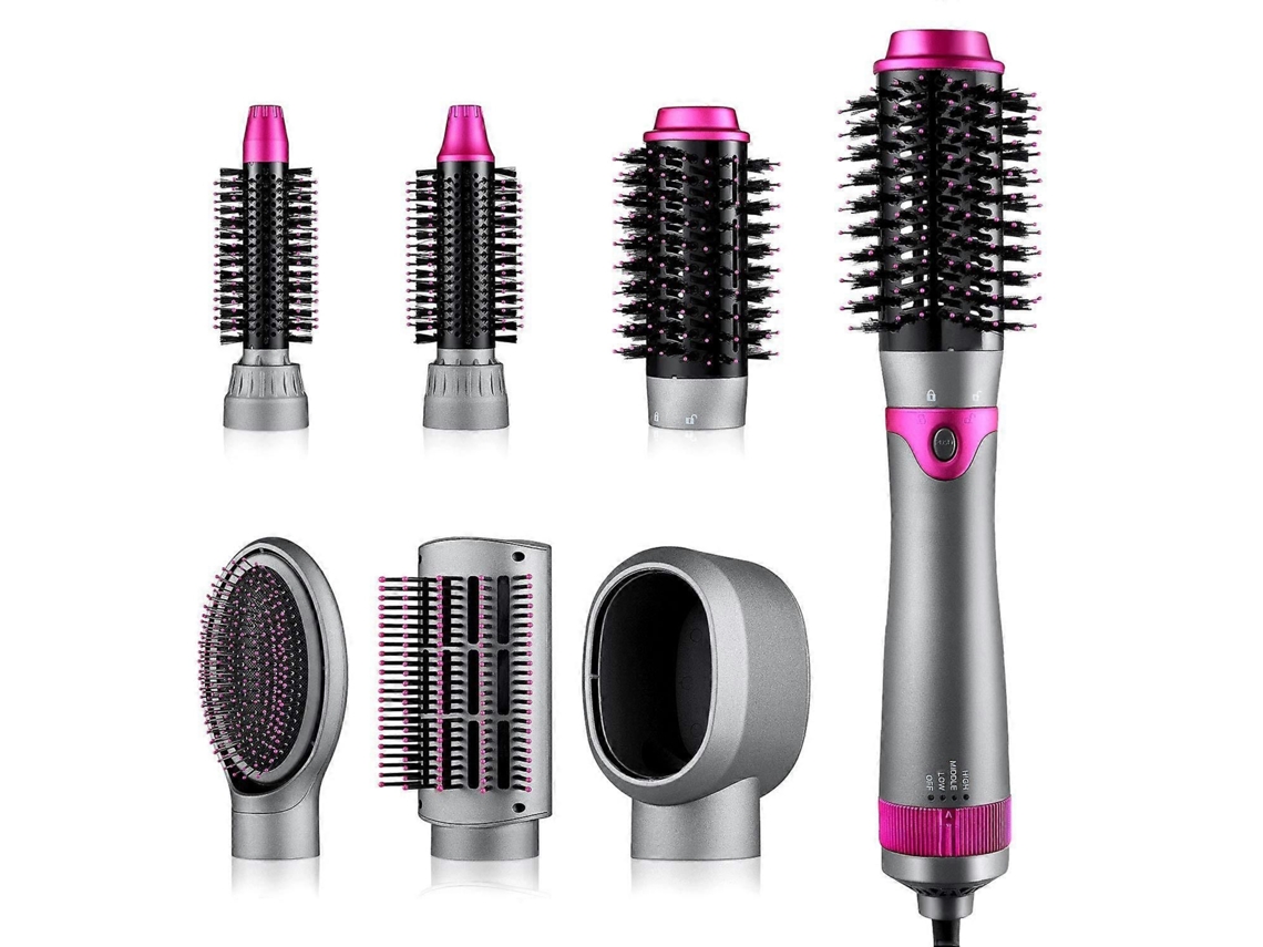 Escova Secadora E Modeladora 6 Em 1, Secador E Modelador De Cabelo Destacável, Escova De Ar Quente Em Uma Única Etapa Para Alisar, Cachear, Secar