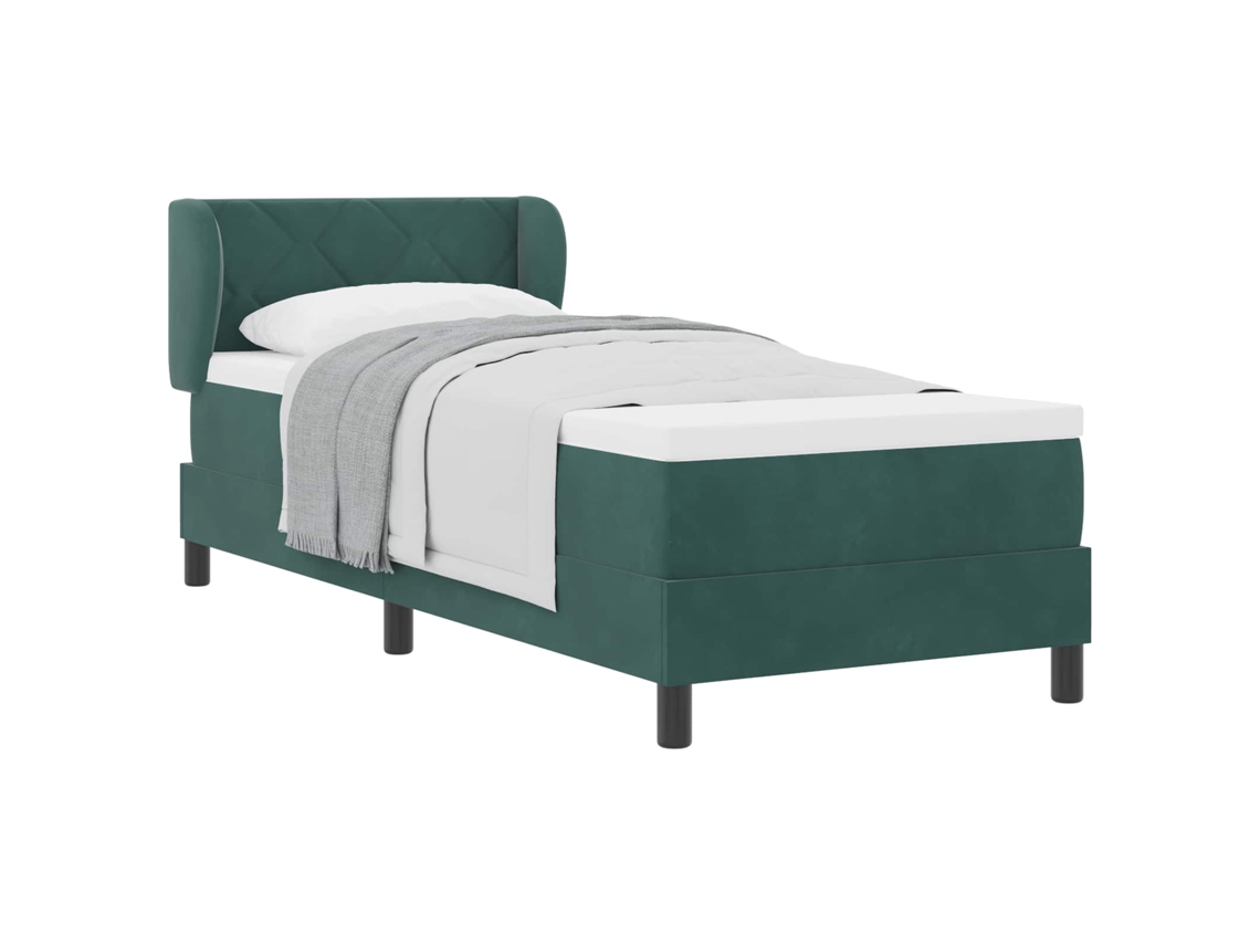Cama Box com Colchão Verde escuro 80 X 200 Cm Veludo MAISON EXCLUSIVE