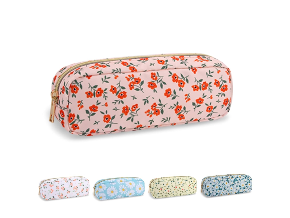 Estojo Pequeno E Impermeável Com Estampa Floral Para Lápis Pincéis De Maquiagem, Em Nylon Zíper, Ideal Bolsas. Perfeito Meninas. Aquaforge