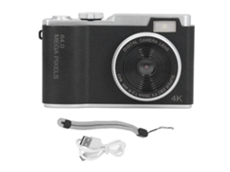 Câmera Digital 48mp 1080p Tela De 2,4 Polegadas 16x Zoom Antivibração Compacta Selfie Portátil Para Viagens Preta