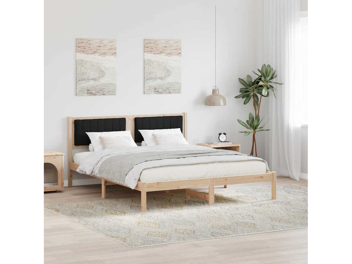 Vidaxl Estrutura de Cama com Cabeceira Estofada Preto 150 X 200 Cm
