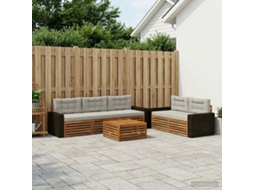 Vidaxl Conjunto De Sofás Para Exterior 6 Pcs Natural E Cinzento-claro