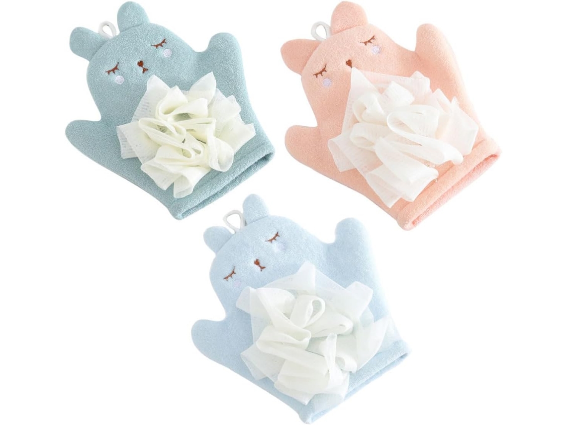 Conjunto De 3 Luvas De Banho Para Bebês Em Microfibra Macia.