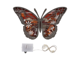 Laxiscreed Painel Decorativo Em Madeira Com Borboleta 3d E Iluminação Para Casa