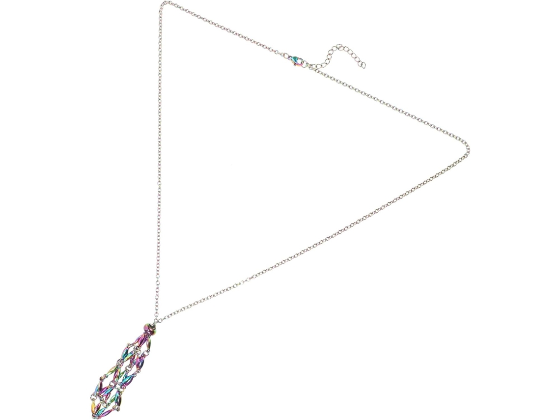 Colar Com Suporte Para Cristal E Cordão De Aço Inoxidável Substituível, Pingente De Estilo Versátil.