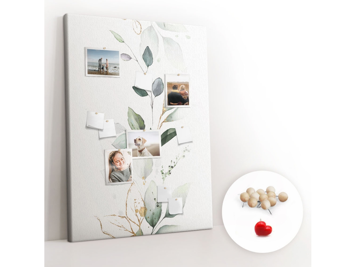 Quadro De Cortiça Ramo De Planta Com Folhas Para O Quarto Das Crianças Espelharte (100x140 Cm)