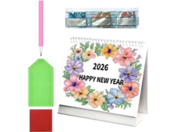 Calendário 2026 de 12 com e Decoração para Mesa Planejador Artístico Peças Strass Cristais Brilhantes, CHABERLU