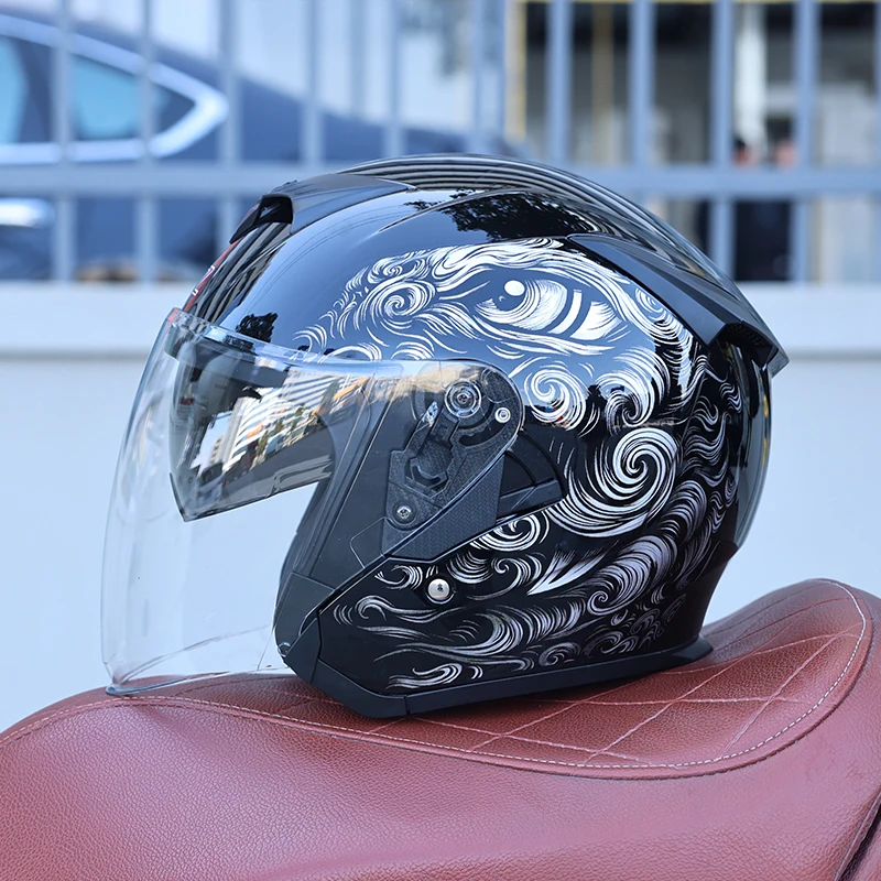 (g) Capacete De Motocicleta 3/4 Com Certificação Dot, Casco Externo Em Abs E Forro Confortável.