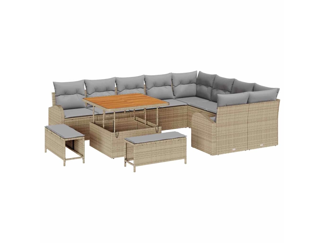Maison Exclusive - Conjunto De Sofá De Jardim 12 Pcs Bege E Cinza Claro