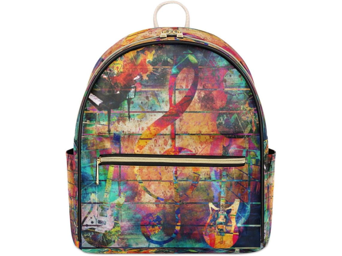 Mochila de Couro Tropicallife para Mulheres e Meninas Design de Inst Estampas Pe Impermeável