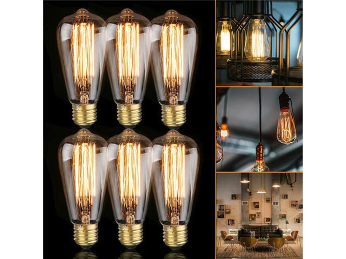 Nova Line 6x Lâmpada Incandescente E27 4w 220v St64 Retro Cor Quente Branca Transparente