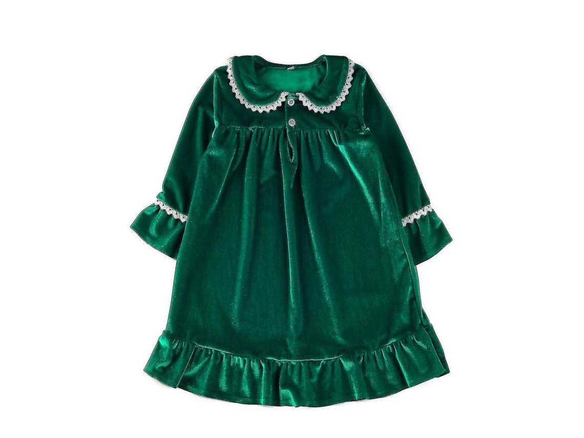 2026 pijamas Navideños Rojos para Niños Niñas Suaves de Veludo Dorado Talla Regular Invierno Jly 8 9t C Green