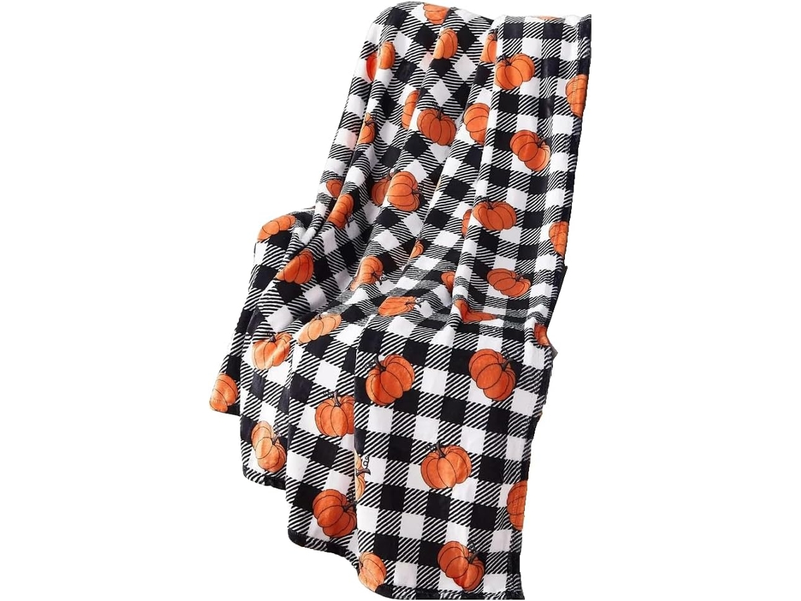Manta de Halloween Syjym para Sofá Cama Outono Dia Ação Graças com Estampa Abóbora e Fantasma Cobertor, Macio,