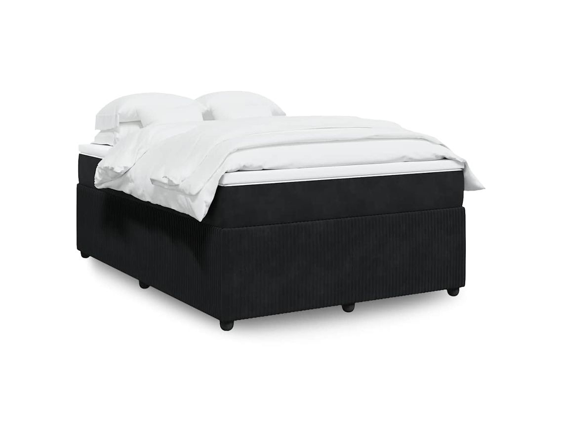 Vidaxl Cama Com Molas/colchão 140x190 Cm Veludo Preto