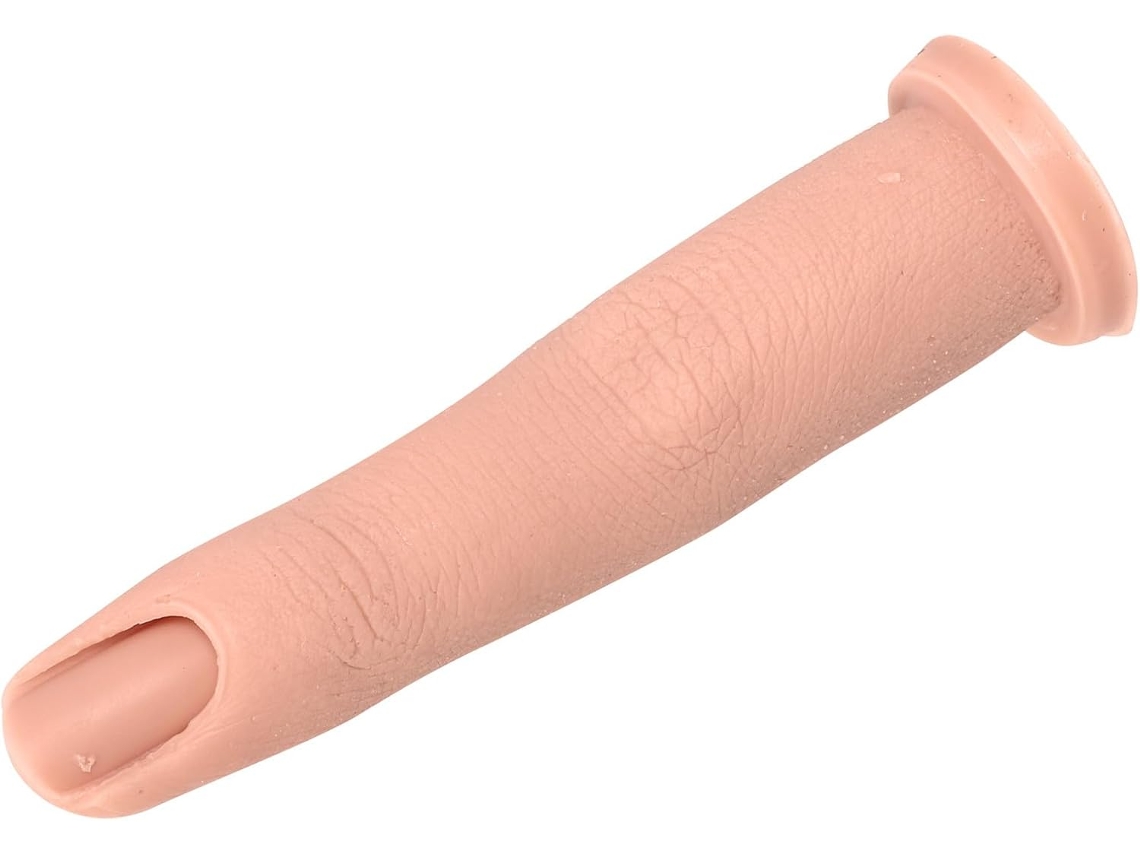 Pontas de unhas de silicone realistas, com design Bege para cada dedo.