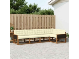 Vidaxl Conjunto De Sofás Para Exterior 5 Unid. Natural E Creme