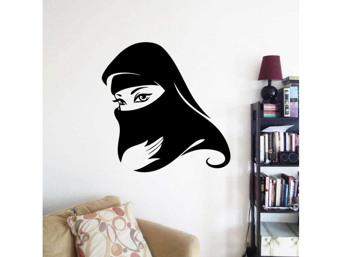 Adesivos de parede, decalques decorativos para meninas, decoração de casa em vinil, fundo para sofá de sala de estar, adesivos artísticos femininos removíveis, 57 x 57 cm