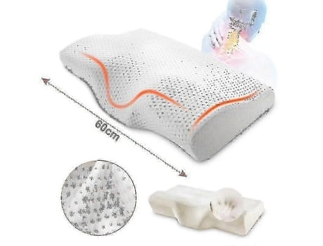 Travesseiro ortopédico de espuma viscoelástica 60x35cm, travesseiro macio de recuperação lenta, formato de borboleta, relaxa a cervical para adultos