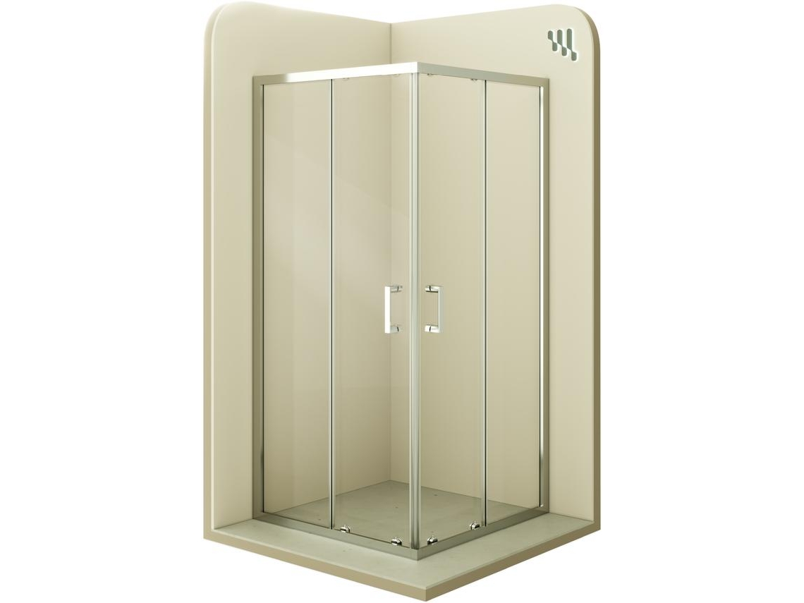 Cabine de Duche MOMENTS OF GLASS Diana 80x85x190cm | Reversível |Portas de correr, Ajuste 77,5-79,5x82,5-84,5cm | Perfis Cromados, Vidro transparente 6mm