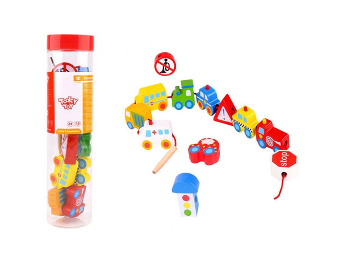 Brinquedo de Madeira TOOKY TOY Brinquedo de Arrasto Veículos (Idade Mínima Recomendada: 24 meses)