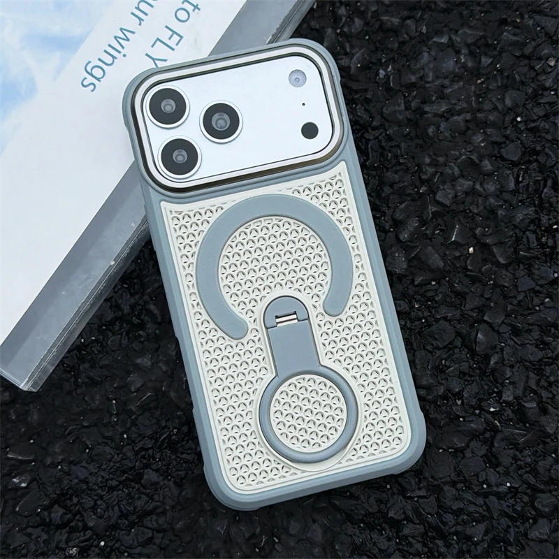 Capa Protetora Magnética Com Anel Giratório 360° E Dissipação De Calor Para Iphone 12 Pro (cinza).