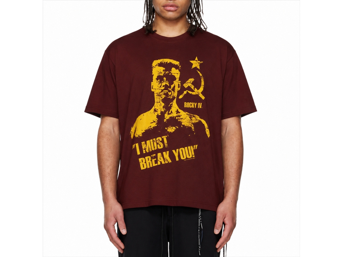 Rockinstone Rocky Movie Break You Solid Maroon Adult T-shirt Size:m