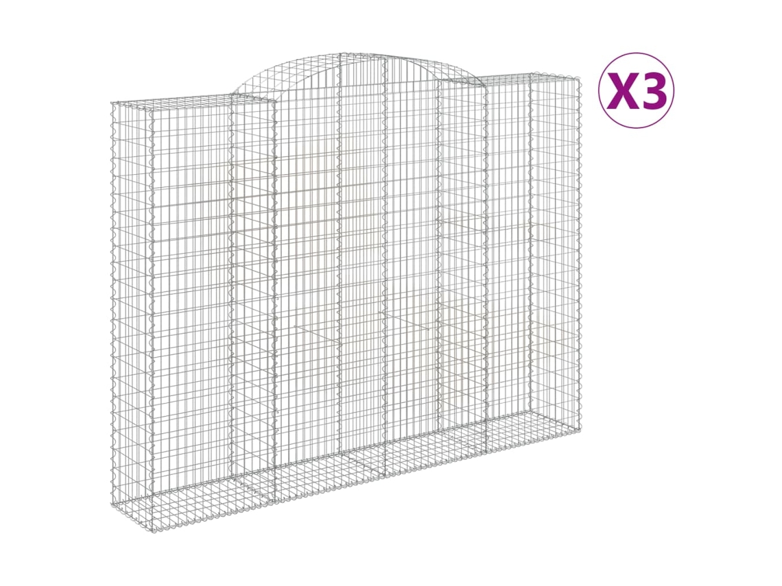 Gabion Basket, Gabion Baskets Vidaxl Prateado Ferro (300 X 50 X 220/240 Cm)
