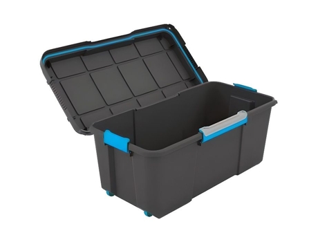 Caixa de armazenamento ABM - 80 L - Preto - Pegas ergonômicas - Vedação à prova d'água - Rodízios - Bandeja - IP44