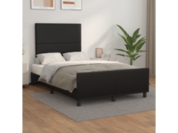 Estrutura De Cama C/ Cabeceira 120x200cm Couro Artificial Preto