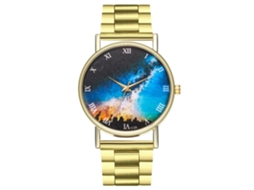 Reloj De Pulsera De Pareja Retro De Acero Dorado Estrella Cielo Cuarzo Moda Zhoulianfa