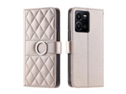 Capa De Celular De Couro Com Fivela De Anel E Losangos