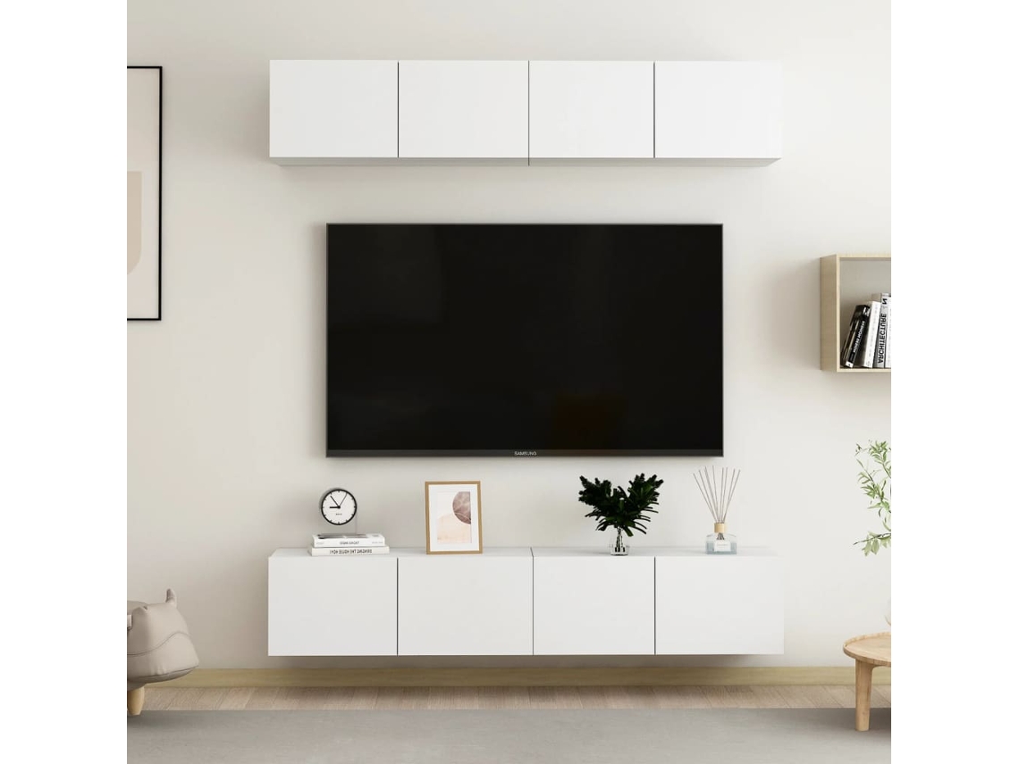 Vidaxl Móveis de Tv 4 Pcs 80x30x30 Cm Contraplacado Branco