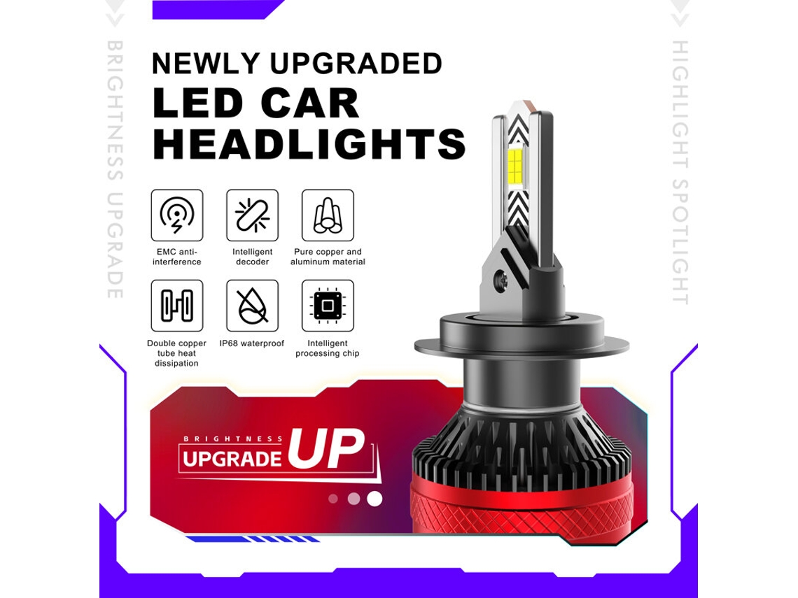Par de lâmpadas LED para faróis de carro H1-H1/H4/H7/H11/9005/9012 60W DC12-24V 12000lm de alta potência