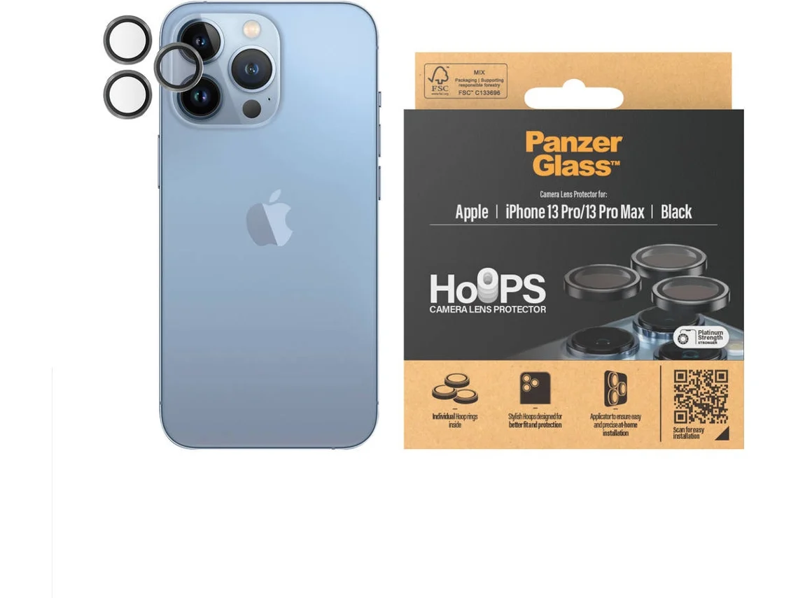 Protetor de Câmara PANZERGLASS Hoops iPhone 13 Pro/13 Pro Max (Preto)